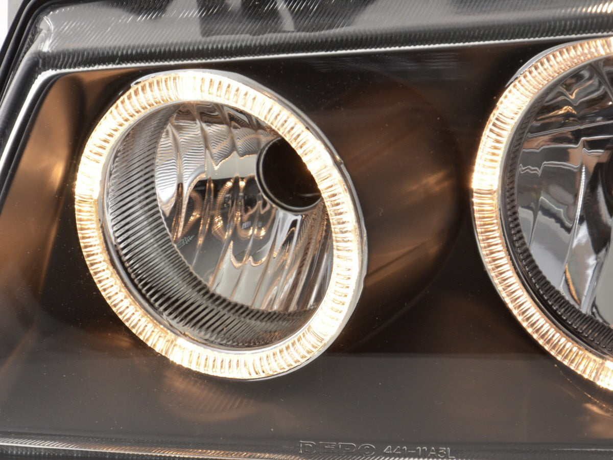 Scheinwerfer Set Angel Eyes VW Bus Typ T4 97-02 schwarz Scheinwerfer Set Angel Eyes VW Bus Typ T4 97-02 schwarz